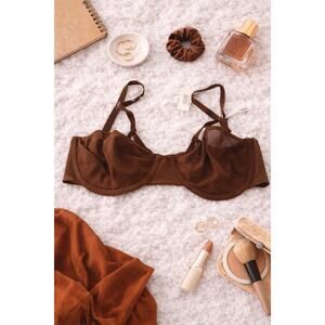 NWT Aerie Women's Smoothez Mesh Unlined Balconette Underwire Brown Size 36D